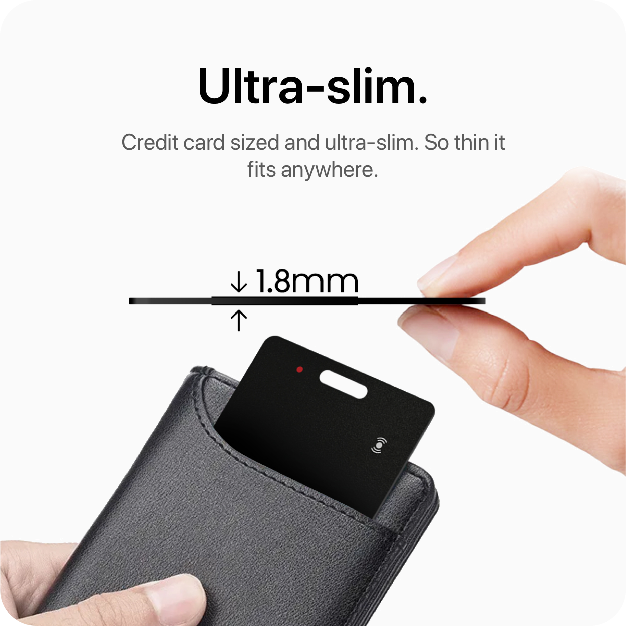 Side view of Talo Card showing ultra-thin 1.8mm design compared to a credit card.